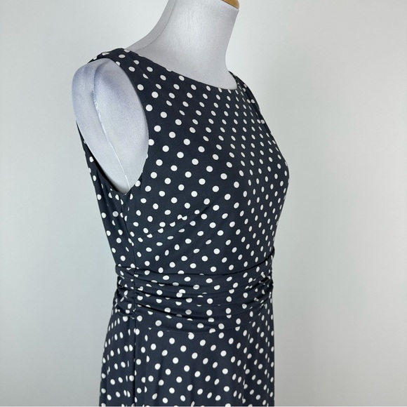 Lauren Ralph Lauren Gray White Polka Dot Jersey Dress Size 10 - Picture 4 of 10